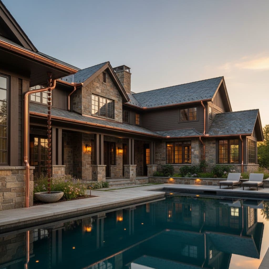 Featured image for Why Luxury Homes Pay 3X More for Copper Gutters