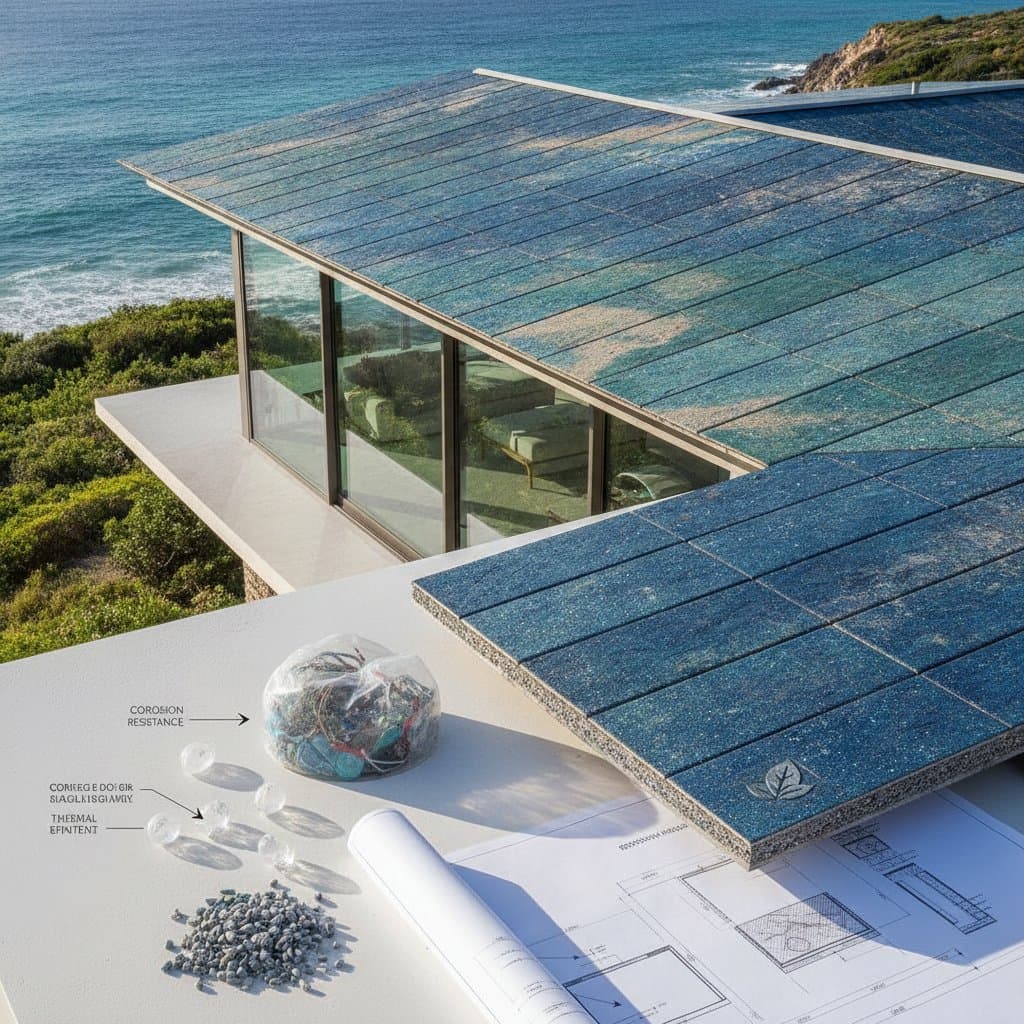 Featured image for Recycled Ocean Plastic Roofs Cut Corrosion in Coastal Homes